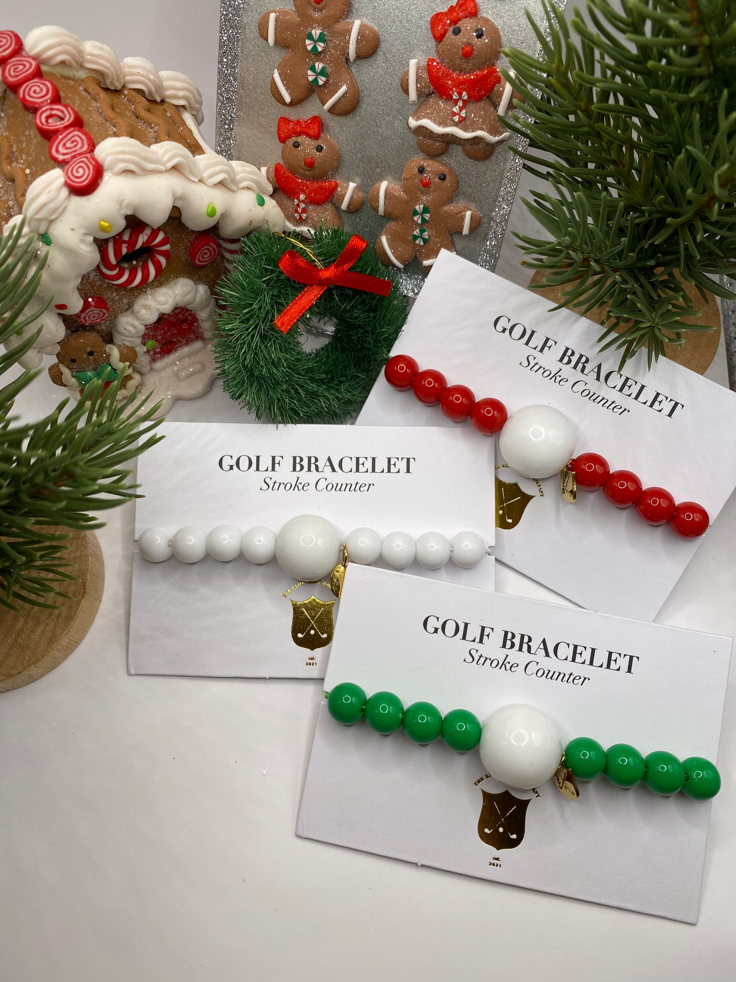 Red Love Klow Golf Stroke Counter Bracelet Green White Christmas Gift Box Set