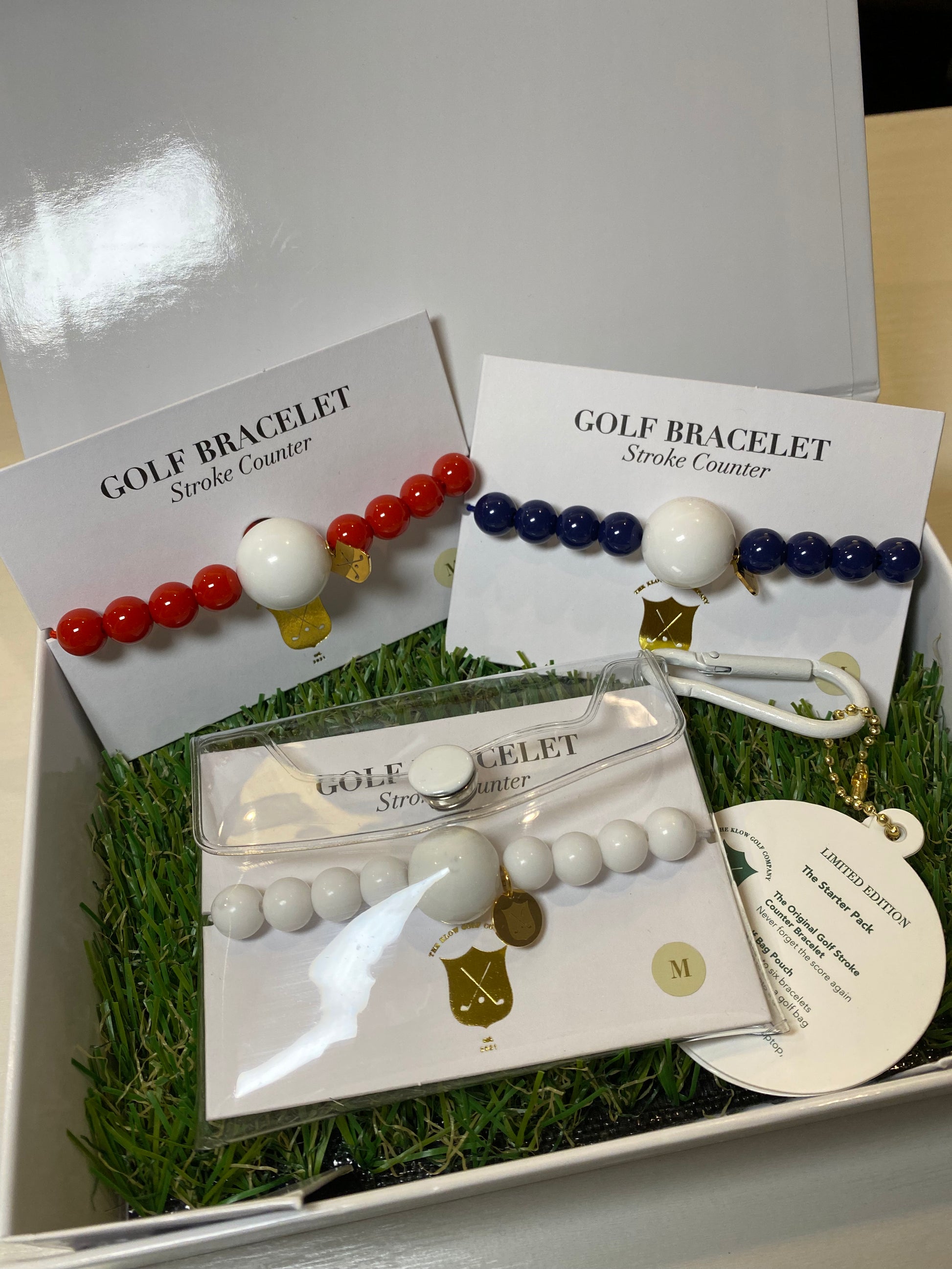 Red Love Klow Golf Stroke Counter Bracelet Blue White Gift Box