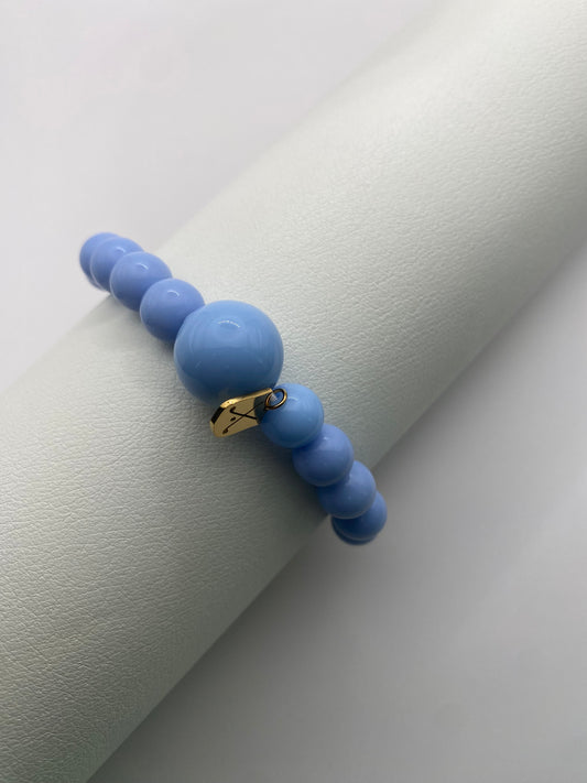 Golf Stroke Counter Bracelet - Light Blue on Blue - Medium Middle Bead LIMITED