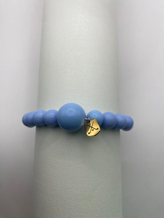 Golf Stroke Counter Bracelet - Light Blue on Blue - Medium Middle Bead LIMITED
