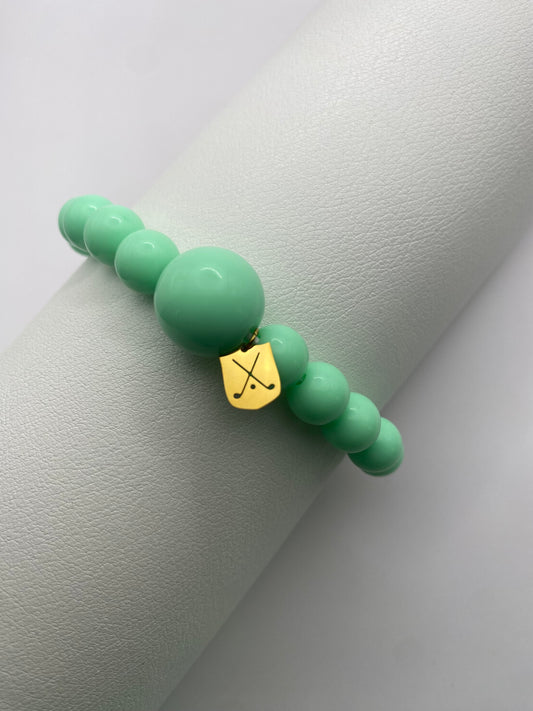 Golf Stroke Counter Bracelet - Light Green on Green - Medium Middle Bead LIMITED