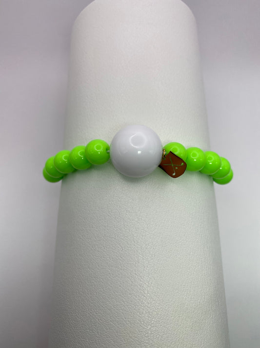 Golf Stroke Counter Bracelet - NEON GREEN - X-Large 20 mm Middle Bead