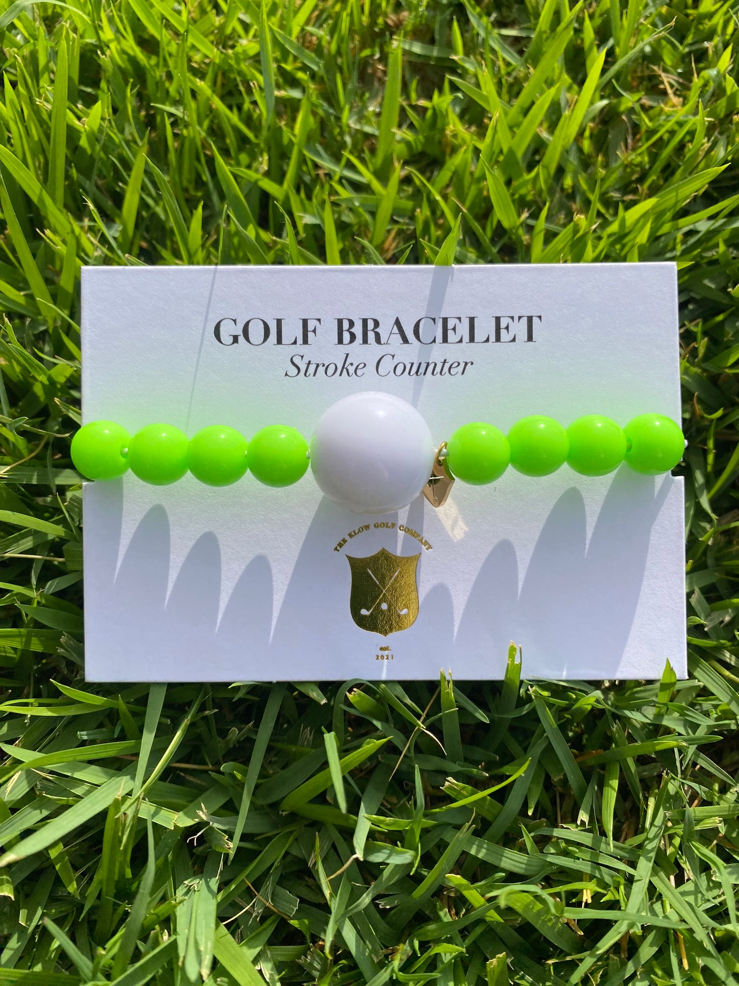 Golf Stroke Counter Bracelet - NEON GREEN - X-Large 20 mm Middle Bead