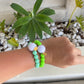 Golf Stroke Counter Bracelet - NEON GREEN - X-Large 20 mm Middle Bead