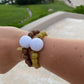 Golf Stroke Counter Bracelet - LATTE - Light Brown - X-Large 20 mm Middle Bead