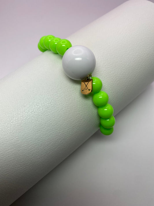 Golf Stroke Counter Bracelet - NEON GREEN - X-Large 20 mm Middle Bead