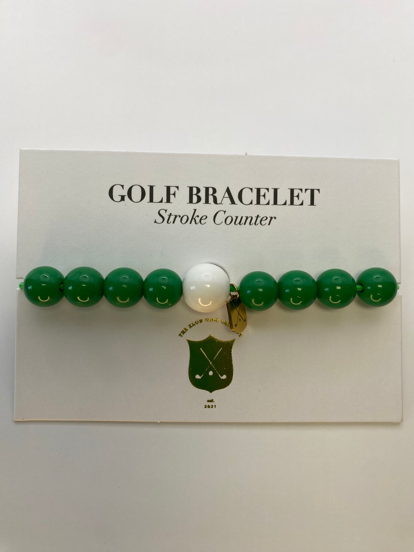 Golf Stroke Counter Bracelet - GRASS IS GREENER - XS 12 mm Middle Bead
