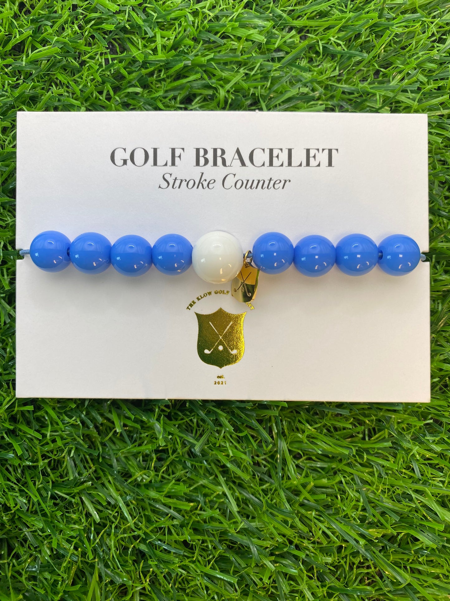 Golf Stroke Counter Bracelet - JUST BLUE - XS 12 mm Middle Bead