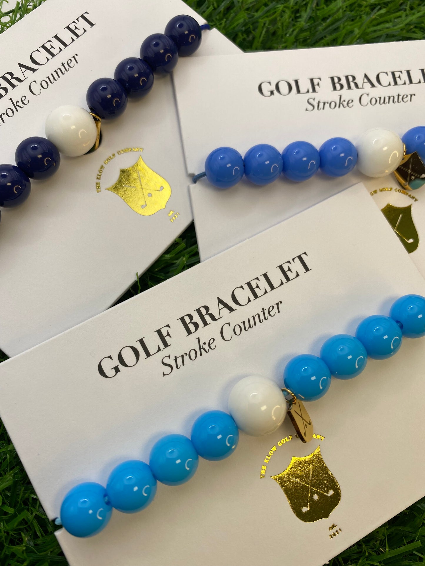 Golf Stroke Counter Bracelet - JUST BLUE - XS 12 mm Middle Bead