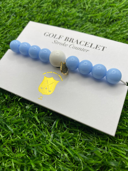 Golf Stroke Counter Bracelet - LIGHT BLUE - XS 12 mm Middle Bead