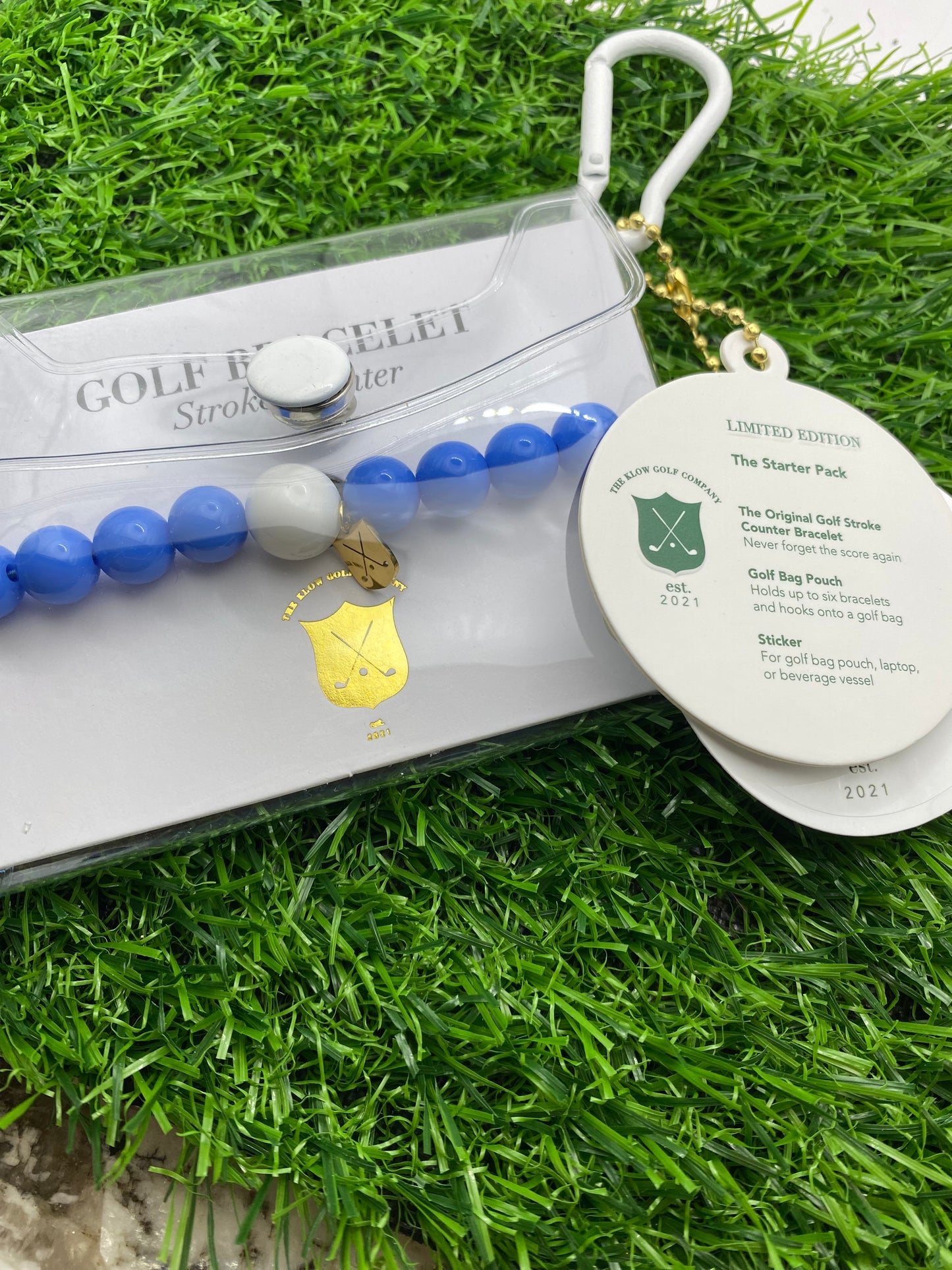 Golf Stroke Counter Bracelet - JUST BLUE - XS 12 mm Middle Bead