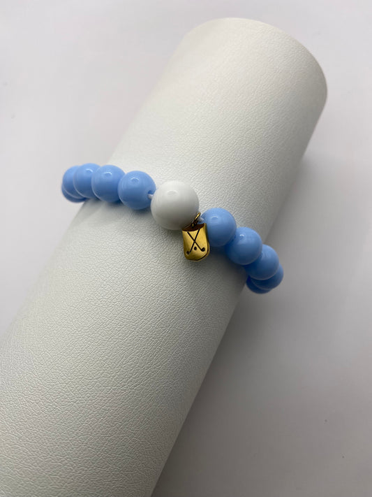 Golf Stroke Counter Bracelet - LIGHT BLUE - XS 12 mm Middle Bead