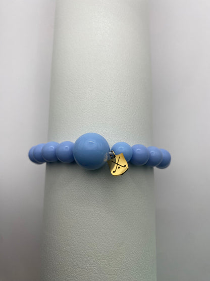 Golf Stroke Counter Bracelet - Light Blue on Blue - Medium Middle Bead LIMITED