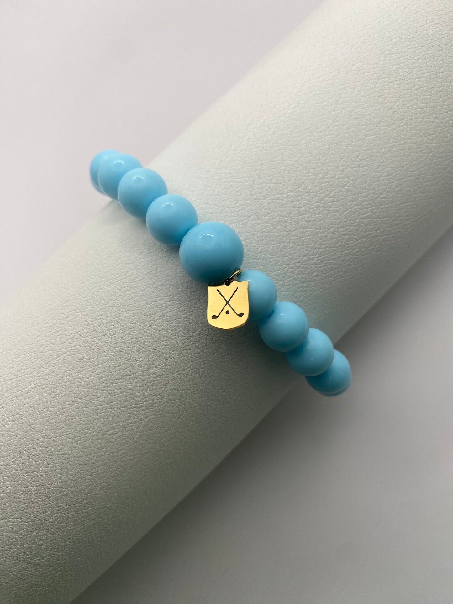 Golf Stroke Counter Bracelet - Baby Blue on Blue - XS 12 mm Middle Bead LIMITED