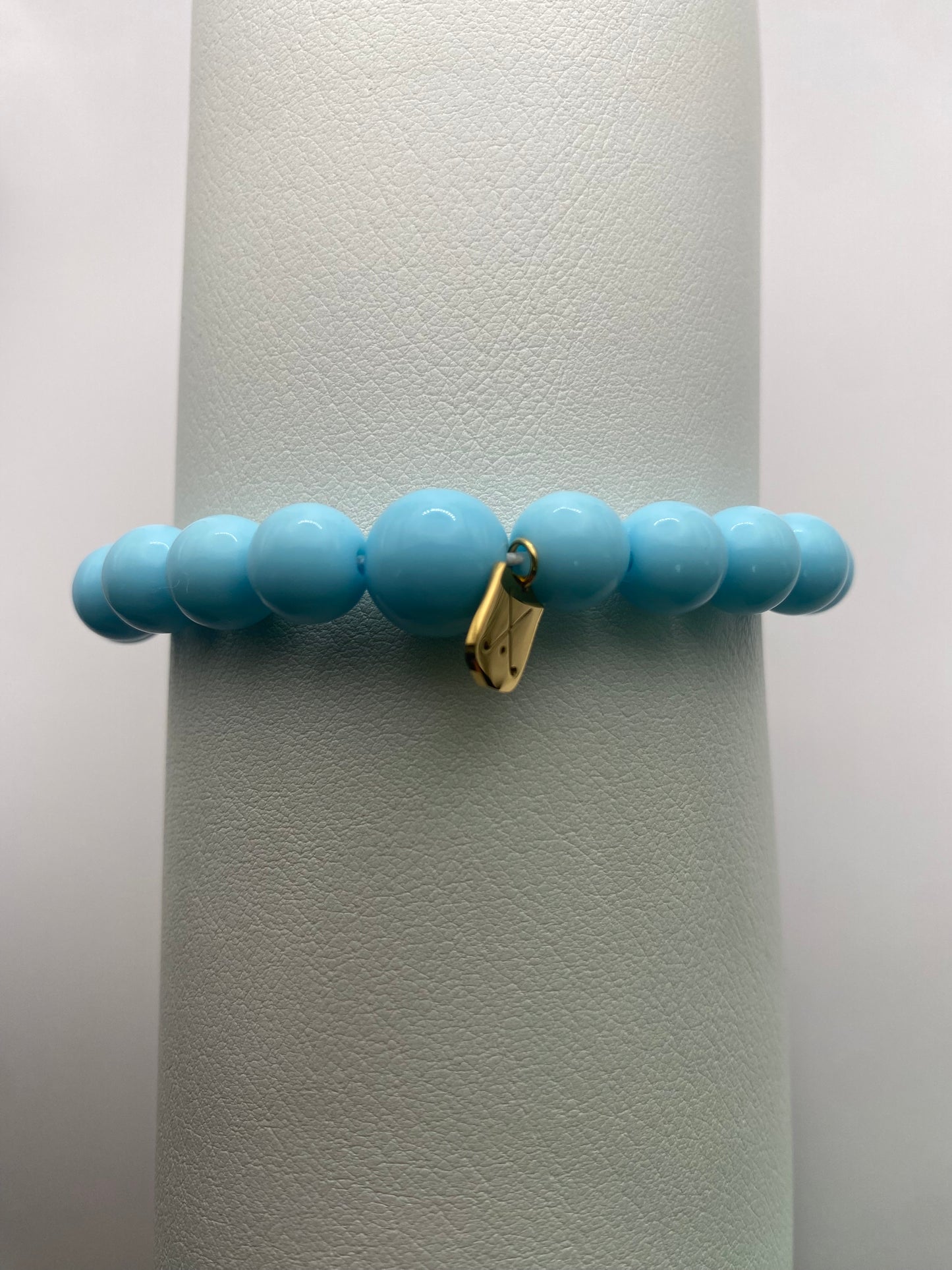 Golf Stroke Counter Bracelet - Baby Blue on Blue - XS 12 mm Middle Bead LIMITED