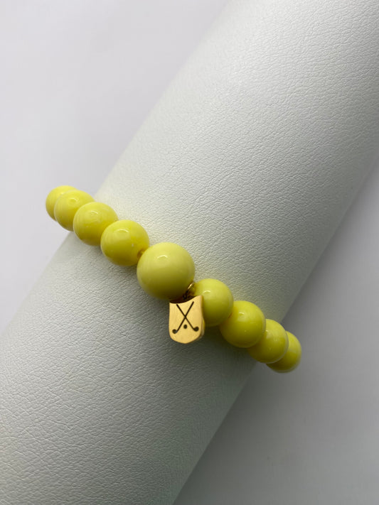 Golf Stroke Counter Bracelet - Yellow on Yellow - XS 12 mm Middle Bead LIMITED