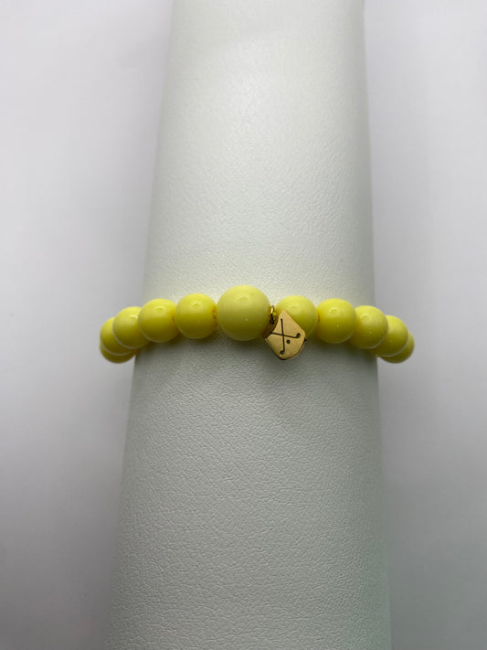 Golf Stroke Counter Bracelet - Yellow on Yellow - XS 12 mm Middle Bead LIMITED