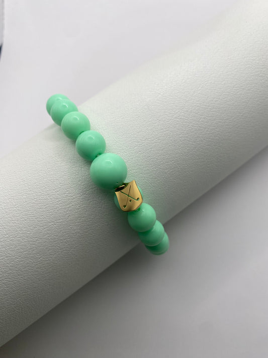 Golf Stroke Counter Bracelet - Light Green on Green - XS 12 mm Middle Bead LIMITED