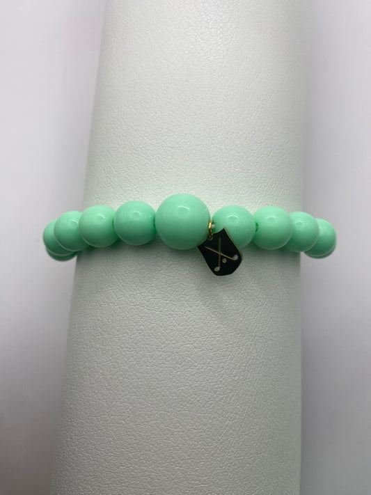 Golf Stroke Counter Bracelet - Light Green on Green - XS 12 mm Middle Bead LIMITED