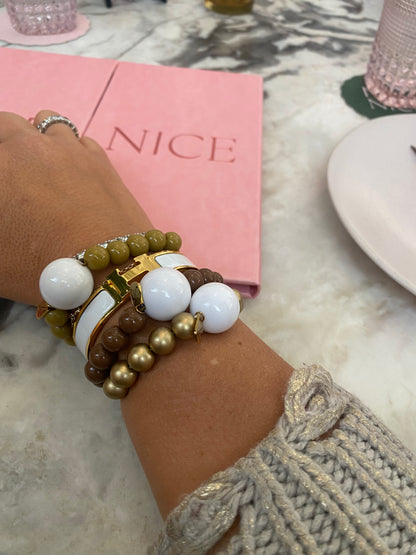 Golf Stroke Counter Bracelet - Latte - Light Brown